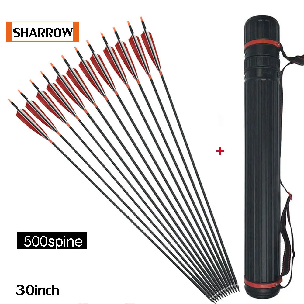 

12pcs/Pack Spine 500 Turkish Feather Shooting Arrows Carbon Fiber Iron Bolts Arrows Suitable Composite Bow Long Archery Hunting
