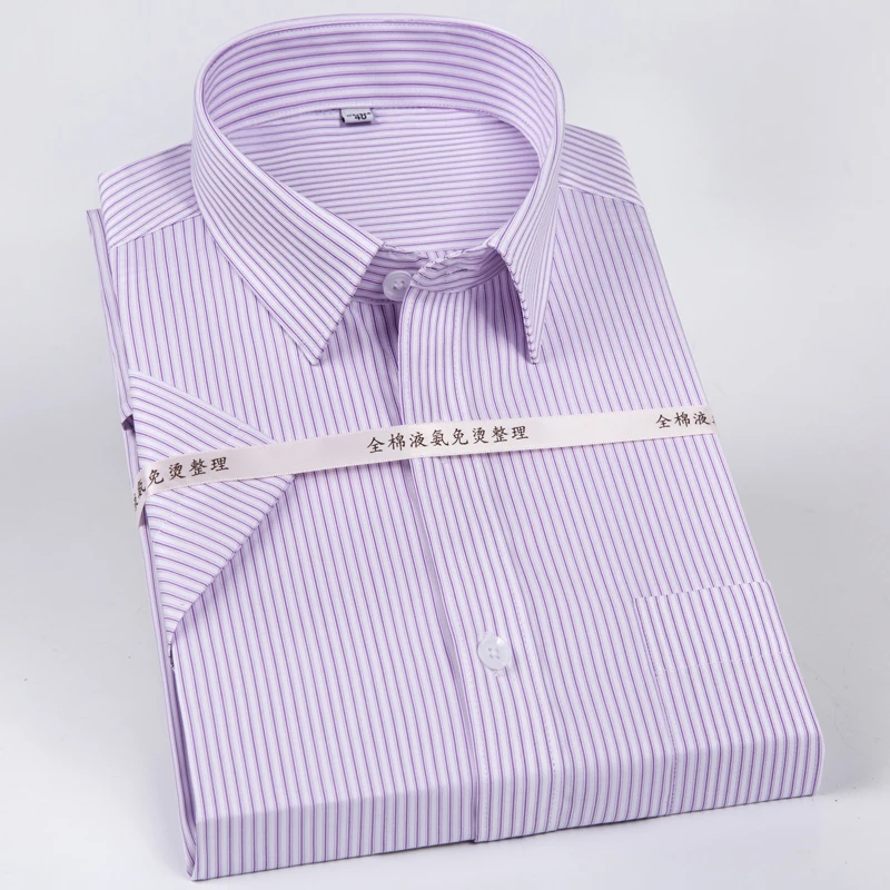 Men's Classic Non Iron Short Sleeve Dress Shirt Single Patch Pocket Wrinkle Resistant-Easy Care Regular-fit Formal Cotton Shirts 4