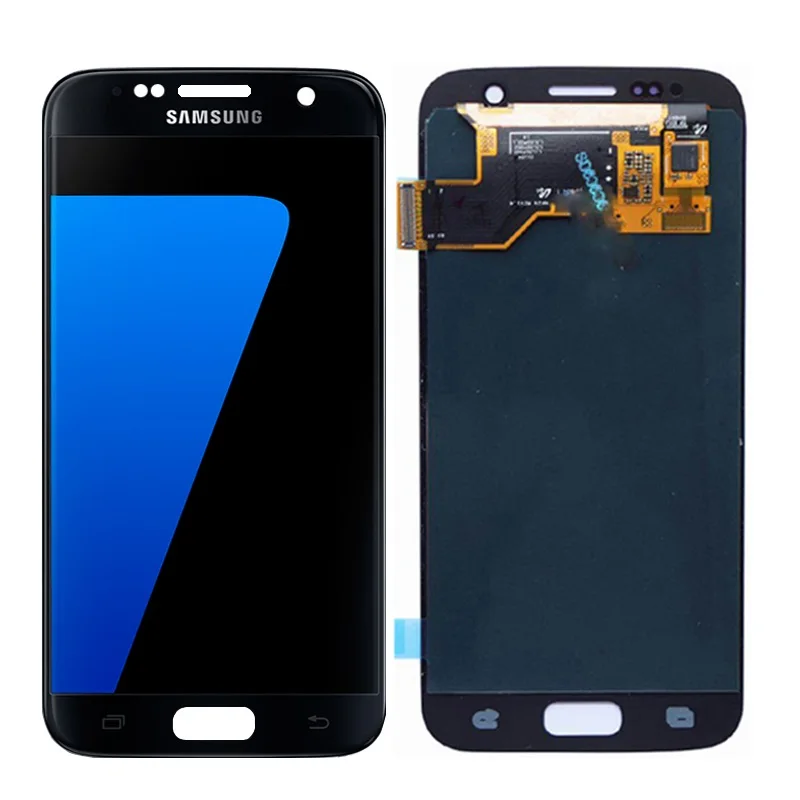 Black l No frame 5,1 ''Супер AMOLED Сервисный пакет lcd с рамкой для SAMSUNG Galaxy S7 плоский дисплей G930 G930F сенсорный экран дигитайзер - Цвет: Black l No frame