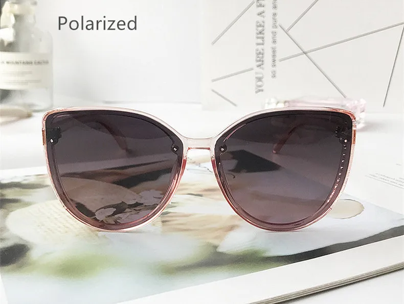 PINK POLARIZED UVLAIK, кошачий глаз, поляризационные солнцезащитные очки для женщин, негабаритные Винтажные Солнцезащитные очки, ретро очки, женские Брендовые очки для вождения, UV400 - Цвет линз: PINK POLARIZED