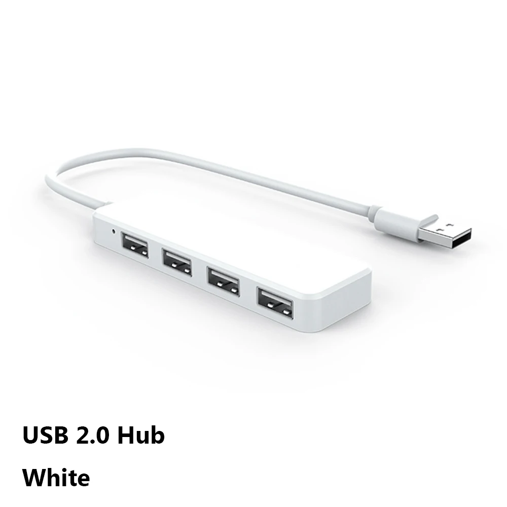 USB 2.0 Hub White 1 шт. ультра тонкий высокоскоростной USB 2,0 3,0 концентратор внешний 4 адаптер портов Разветвитель USB расширитель для портативных ПК Компьютерные периферийные устройства - Цвет: USB 2.0 Hub White