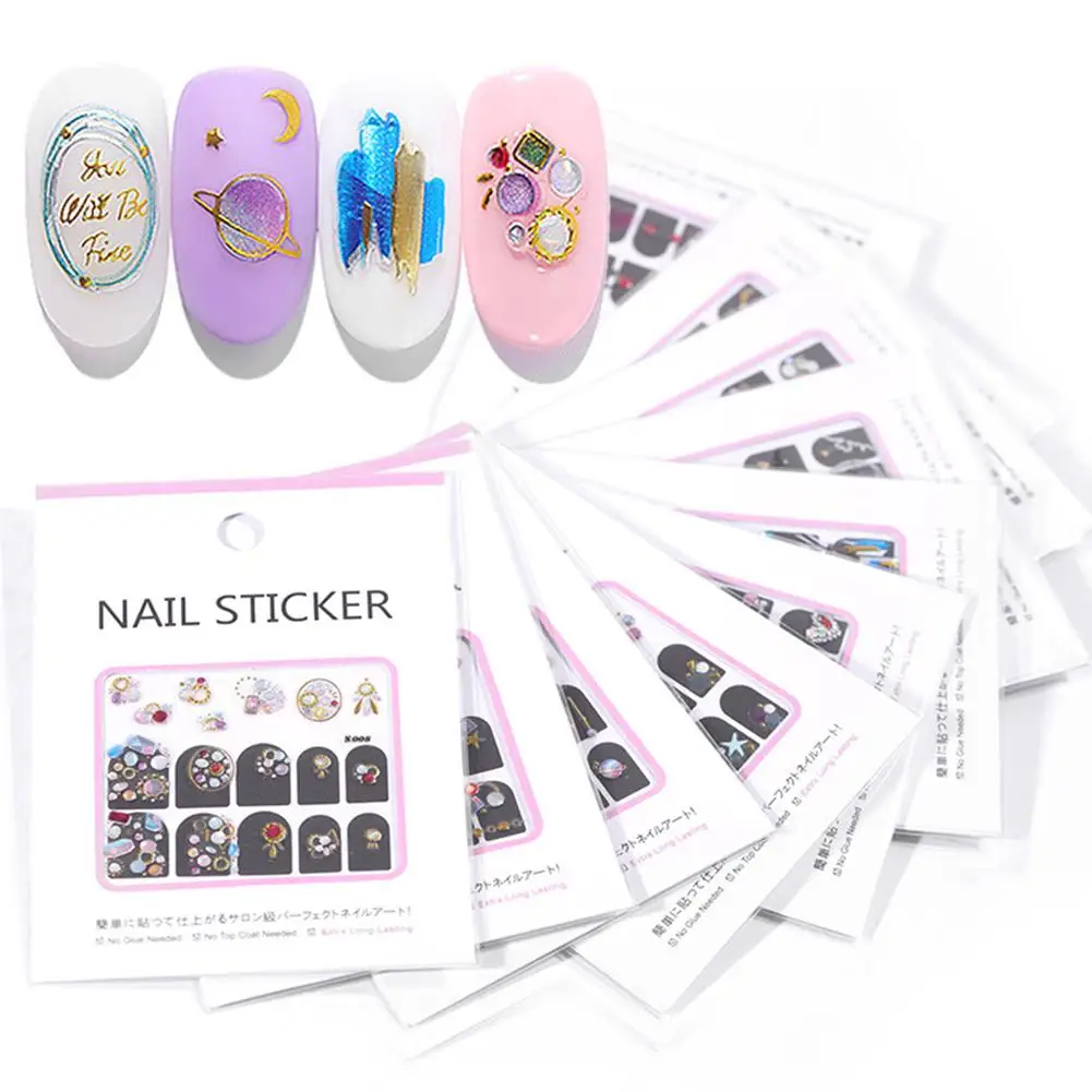 XY Fancy Adhesive-self Nail Art Stickers 3D Gold& Silver Metalic Nail Decorations Nail Sticker DIY Decal