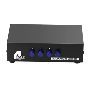 

4Port AV Switch 3 RCA Splitter Adapter 4 Input 1 Output L/R Audio Video Switcher Selector Box, Button Manual Switches