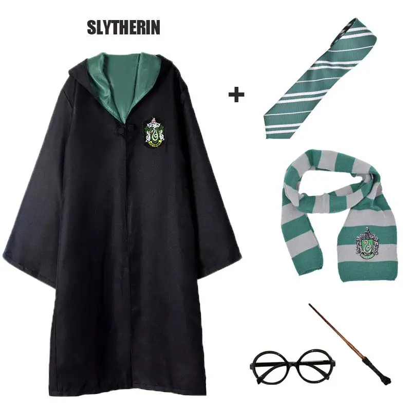 Robe Cape Cloak With Tie Scarf Wand Potter Glasses Ravenclaw Gryffindor Hufflepuff Slytherin Costume Adult Potter Cosplay - Цвет: 11