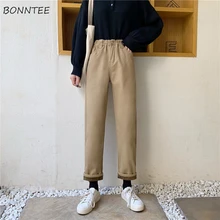 Женские джинсы, одноцветные, деним, высокая талия, прямые, простые, для студентов, Harajuku, корейский стиль, подходят ко всему, женские брюки, BF, свободные, Ulzzang, шикарные