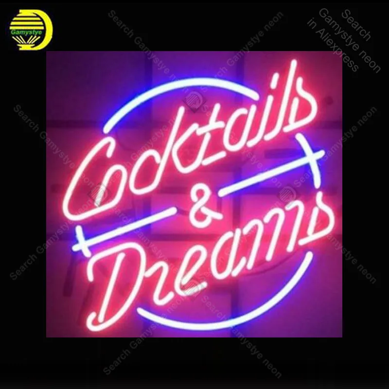 Neon Light Sign COCKTAILS AND DREAMS neon Bulb Sign Decor Beer Room Coffee Neon board lamp anuncio luminoso Atarii Dropshipping