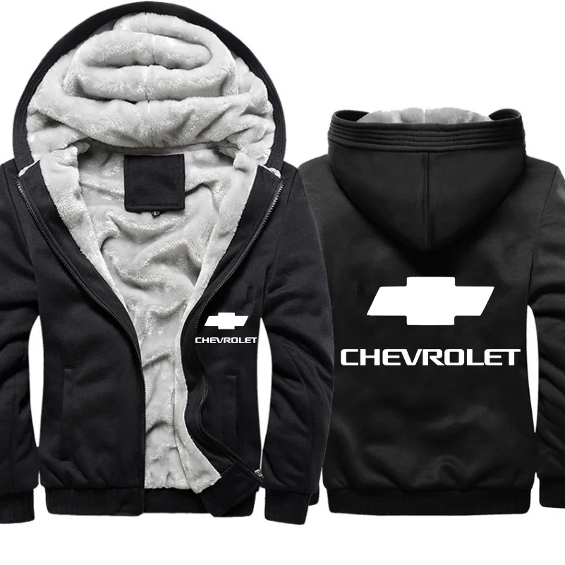 Hoodies Men Chevrolet Car Logo Print Jacket Mens Casual Winter Thicken Warm Fleece cotton Zipper Raglan Coat Tracksuits | Мужская одежда