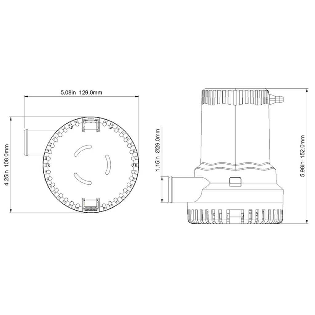 Boat Bilge Pump 24V 1500GPH Automatic Impeller Pump For Marine RV Industrial