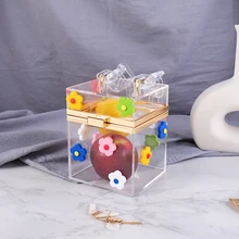 TOYOOSKY прозрачный акриловый клатч, кошелек для женщин, прозрачная сумка, пластиковая коробка с цветочным принтом, сумка для девочек, винтажные Ретро вечерние шикарная сумочка