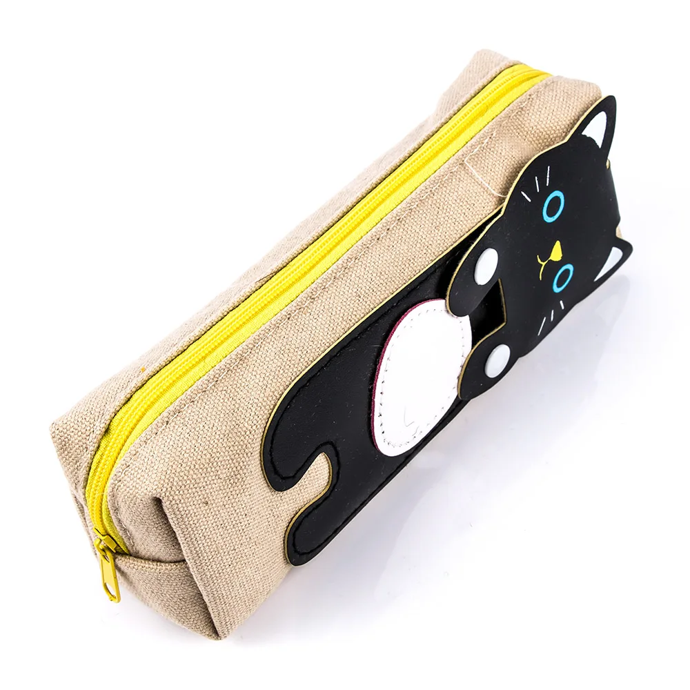 Women Cute Cat Pencil Pen Case Cosmetic Bag Purse Zipper Pouch Kawaii Stationery Toiletry Bag Travel Organizer Make Up Bag