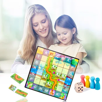 

Kids Snake Ladder Flight Chess Family Party Fun Chessmen Board Game Parent-child Interactive Educational Toys for Children Gifts