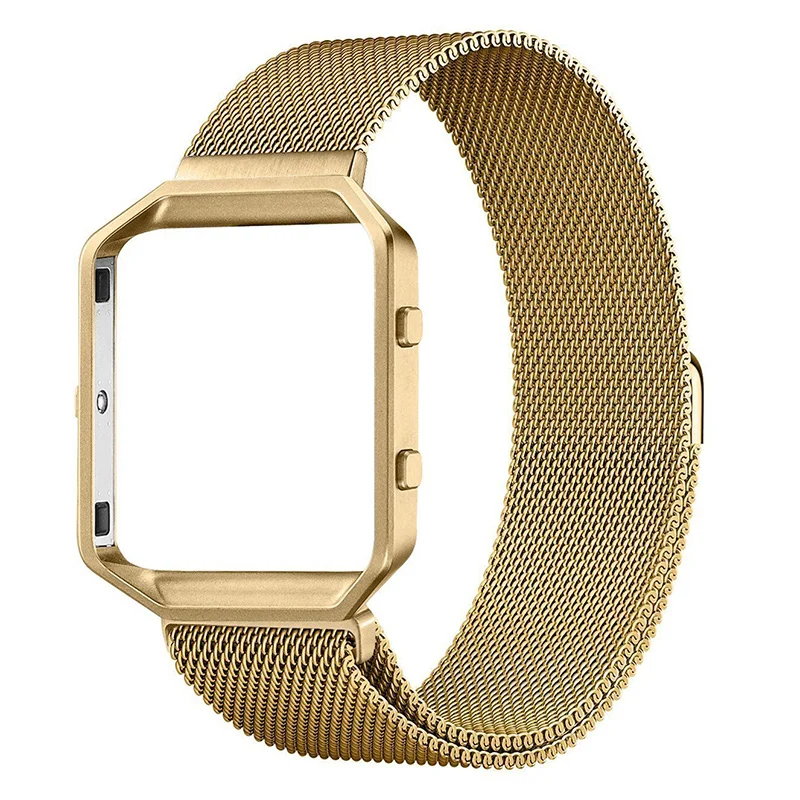 Магнитный замок сетки петля ремешок браслет с металлической рамкой для FitbitBlaze часы SD998 - Цвет: Золотой