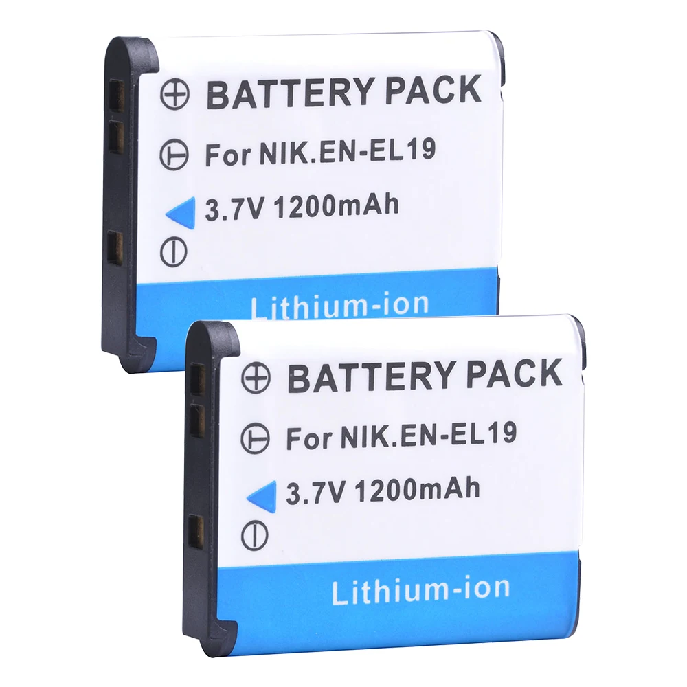 EN-EL19 ENEL19 EL19 Battery + LED Dual Charger for Nikon Coolpix S32 S33 S100 S2500 S2750 S3100 S3200 S3300 S3400 S3500 S4100