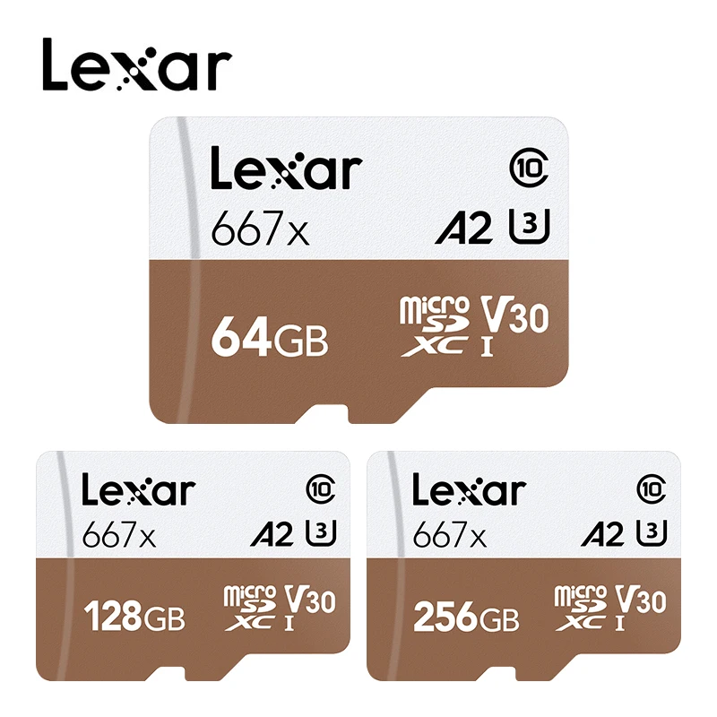 Профессиональная карта памяти Lexar 667x SDXC UHS-I Micro SD карта с адаптером 128 ГБ 256 ГБ A2 U3 V30 C10 TF карта для видео 4K