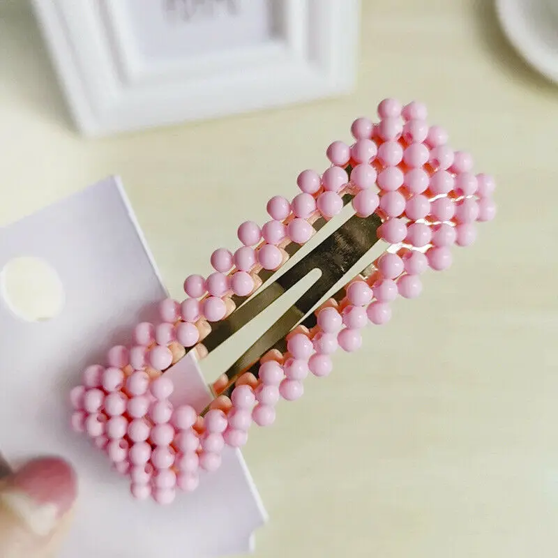 1 Pink Pin Crystal Slide Accessories Candy Clip Snap Barrette Hairpin Hair Women's - Цвет: 1 Pink