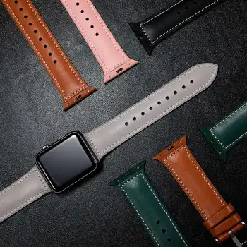 

Genuine Leather strap For Apple watch band 44mm 40mm apple watch 5 4 3 iWatch band 38mm 42mm silicone correa bracelet watchband