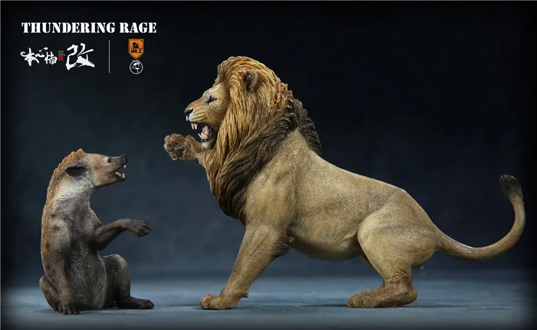 [ESTARTEK] MR. Z 1/12 громоздкий гнев Африканский Лев против пятнистой гиены смолы модель животного Коллекция Рисунок Статуя вентиляторы хобби подарок - Цвет: B