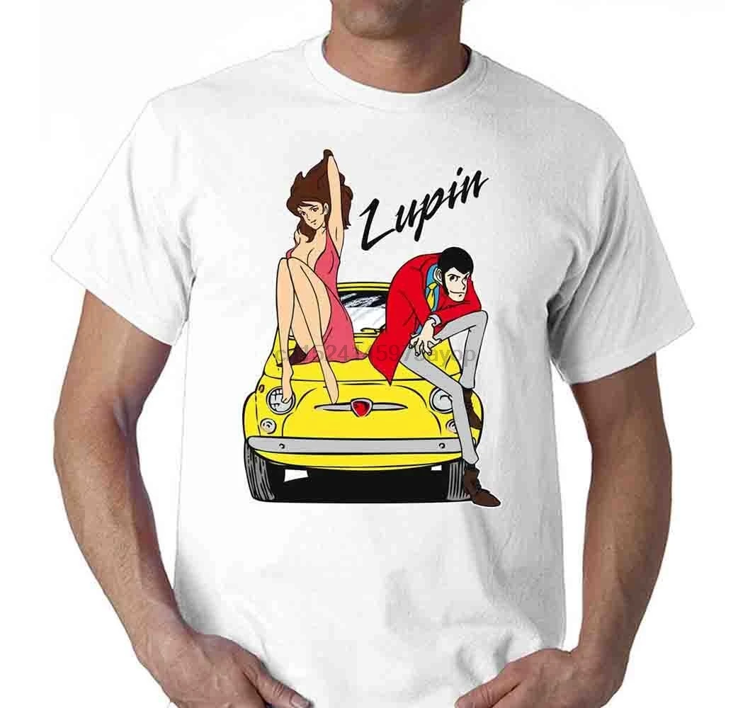 Мужская футболка с круглым вырезом LUPIN III MARGOT 80FIAT 500 высокое качество | одежда