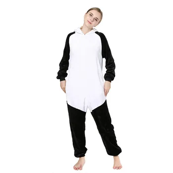 

1PC Cartoon Panda Pajamas Lovely Flannel Animal Jumpsuit Autumn Winter Homewear Halloween Cosplay Costume for Home Cosplay (Whit