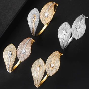 

Jimbora Original Luxury original design Bangle For Women Full Micro Cubic Zircon Party Wedding Saudi Arabic Dubai Jewelry 2020