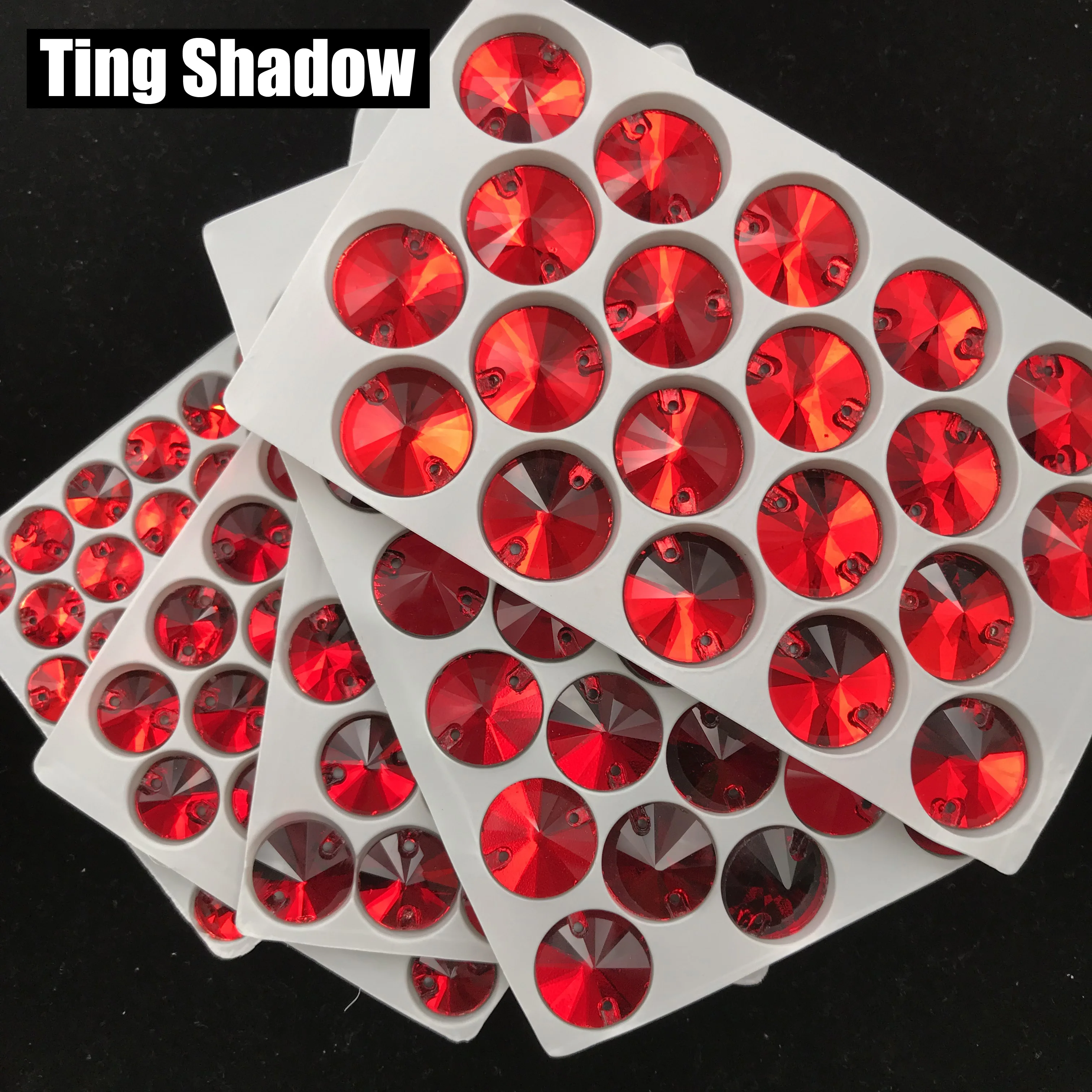 

Siam Round glass crystal sew on Rhinestones Flatback with hole wedding dress DIY suits bags shoes jewelry accessories