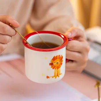 

Cute Travel Mug Ceramic Anime Modern Korean Coffee Mug Reusable Gifts Drinkware Tazas Para Cafe Kitchen Dining Bar EB50MK