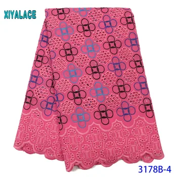 

High Quality French Embroidered Lace Fabric Nigerian Wax jacquard water-soluble 100% Cotton For Wedding Party 5yards YA3178B-4