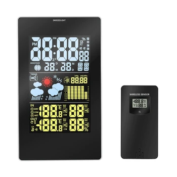 

US Plug,Wireless Weather Station, 3352C Digital Weather Forecast Station Hygrometer LCD Color Display with Outdoor Sensor