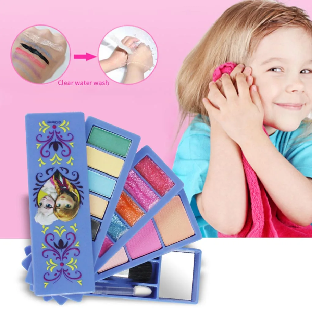 

4-Layer Girl Cosmetics Set Toy Disney Water Soluble Rotating Make Up Kit Children Learning Makeup Educational Toy