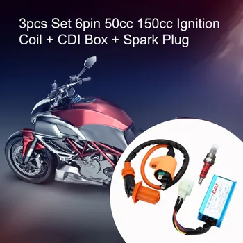 

3pcs Set 6pin 50cc 150cc Ignition Coil and Cdi Box with Spark Plug Set