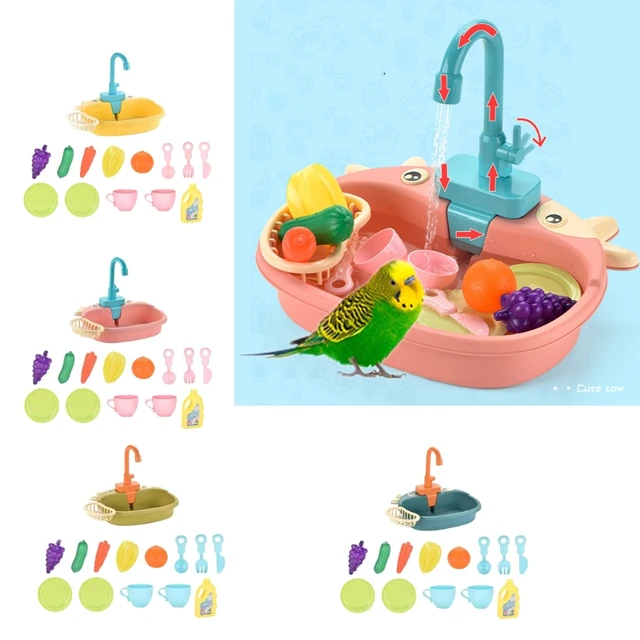 Oiseau baignoire mangeoire bol perroquet douche automatique baignoire piscine avec robinet simulation de jouer vier de