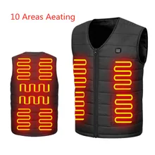 10 Areas Heated Vest USB Electric Heating Vest Sleeveless Jacket Rechargeable Flexible Thermal Winter Warm Jacket