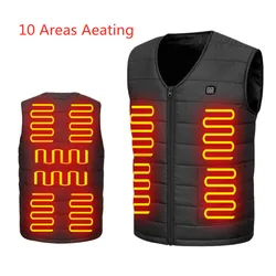 10 Areas Heated Vest USB Electric Heating Vest Sleeveless Jacket Rechargeable Flexible Thermal Winter Warm Jacket