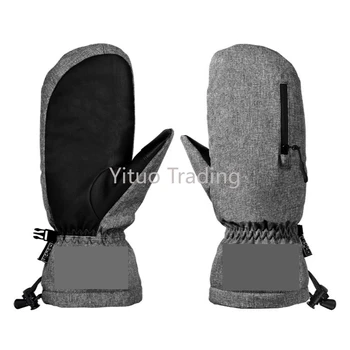 

Conductive PU Foam Paste Soft Cotton Touch Screen Ski Gloves Solid Color Winter Outdoor Sports Finger Zipper Waterproof and Warm