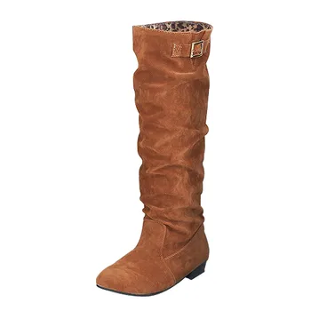 

Women Winter Casual Shoes Plus Size 34-43 Low Heels Lady Knee High Boots Big Size Autumn High Long Faux Suede Boots XKD2096