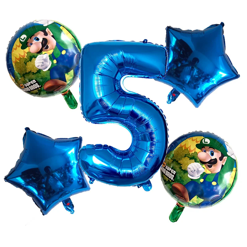 5 шт. воздушные шары "Супер Марио" 32 дюйма цифры воздушные шары мальчик девочка день рождения Братья Марио и Луиджи майлар синий красный шар набор декора
