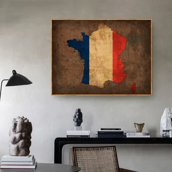 

Country Flag Maps Poster Country Flag Map of France Canvas Print Home Decor Wall Art Decor No Frame