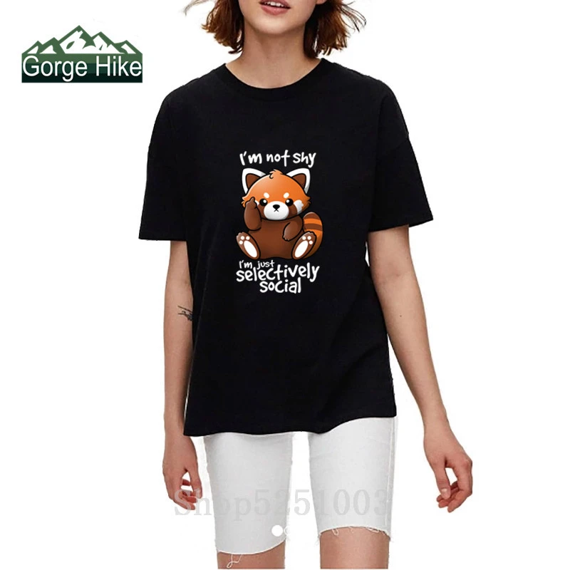 3d ラクーンヒーロー夏かわいいシャイ赤パンダ Tシャツ女性おかしい選択的社会 Tシャツ男性かわいいラクーン抗社会 Tシャツ T Shirts Aliexpress