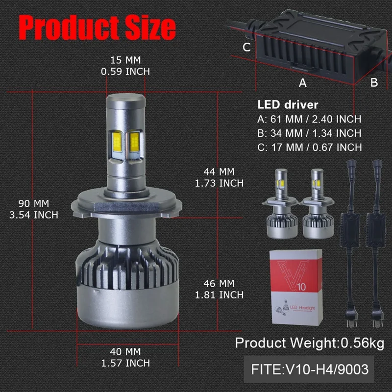Zdatt Car LED Headlight Bulbs H7 H4 H11 H13 HB3 HB4 Auto Fog Lights 6000K 100W 14400LM Canbus 360 12V 24V Truck Car Accessories