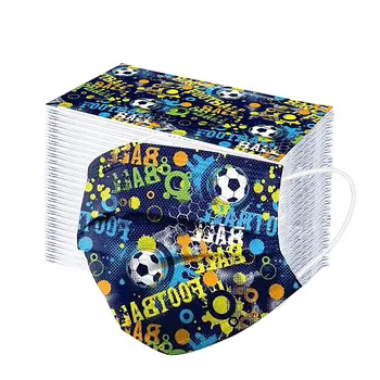 

50/100pc Adult Football Printed Disposable Face Mask 3ply Non-woven Dustproof Masks Elastic Earloop Protection Mondkapjes Masque