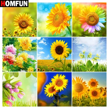 

HOMFUN Diamond Painting Full Square/Round Diamond "Sunflower sunshine" Pattern Embroidery Cross Stitch 5D Rhinestone Painting