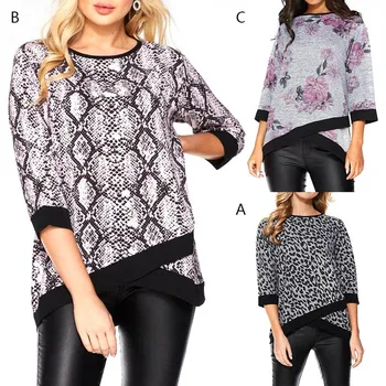 

Women's Casual Loose Slim Sweatshirts Women Casual Leopard Serpentine Print Sweatshirt Fashion Sleeve Pullovers