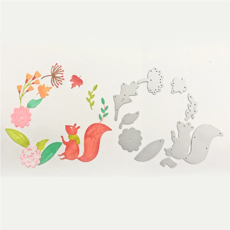 

Autumn Squirrel Flower Maple Leaf Metal Cutting Dies Scrapbooking Craft DIY Decorate Photo Album Cards New Die Cut 2019