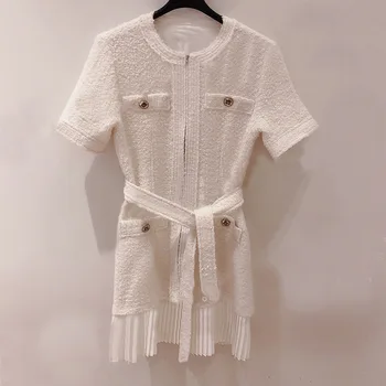 

Women Dress 2020 Spring and Summer New Black Willow Patchwork Pleated Hem Ladies Dress