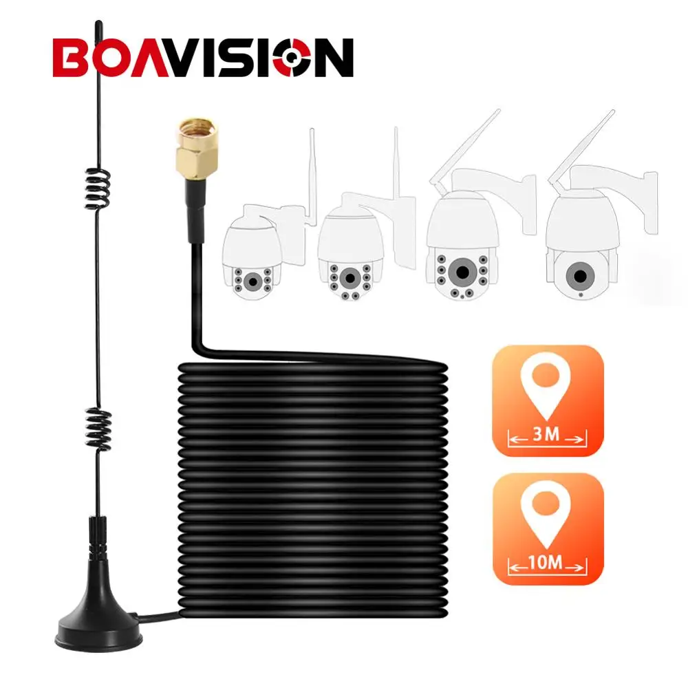 Cable de extensión de antena Wifi hembra, 2,4G, 3m / 10m(33 pies), ganancia de 5dbi, ventosa para trabajar con BOAVISION, cámara WIFI, PTZ