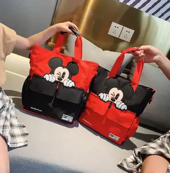 

New Cartoon Fashion trend handbags casual student bag mickey portable canvas bag handcuffs bag Lunch box Travel bag