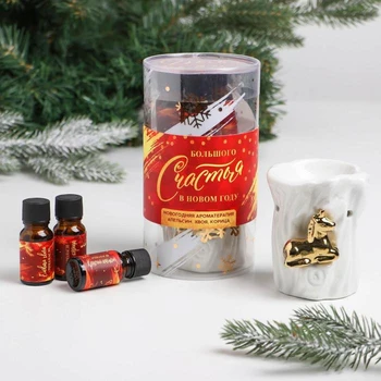 

Gift set "Great happiness in the New Year": aroma lamp, aroma oil 3 pcs