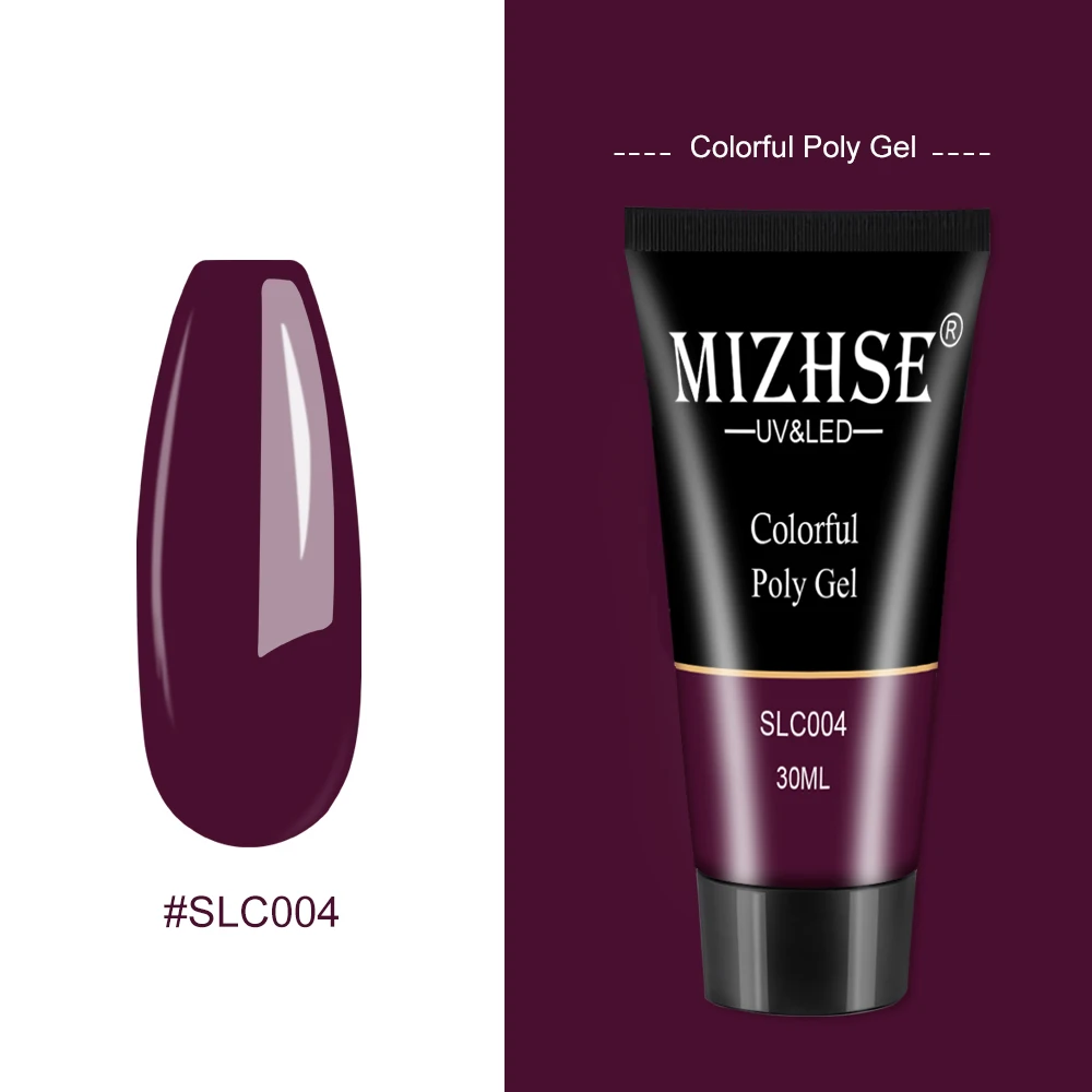 SLC004-30G MIZHSE, 30 г/15 г, цветной полигелевый удлинитель для пальцев, 12 цветов, быстростроительный гель, Ультрафиолетовый твердый строительный полигелевый лак для ногтей - Цвет: SLC004-30G