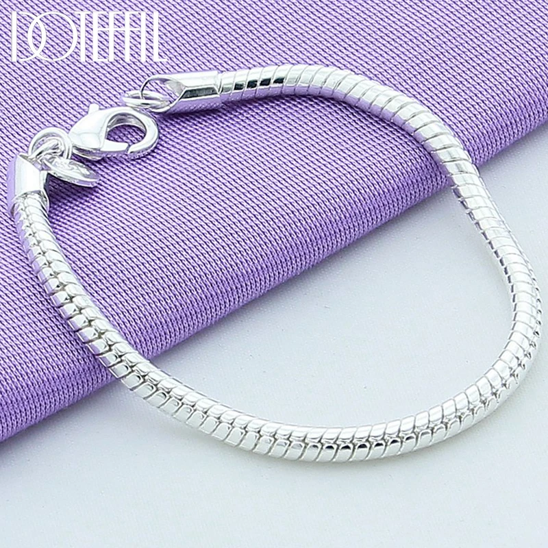 Браслет цепочка DOTEFFIL из серебра 925 пробы с застежкой лобстером 4 мм 20 см|bracelets