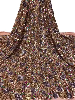 

Luxury beautiful african lace fabric 2020 high quality lace new arrival african fabric lace with big sequin for dress